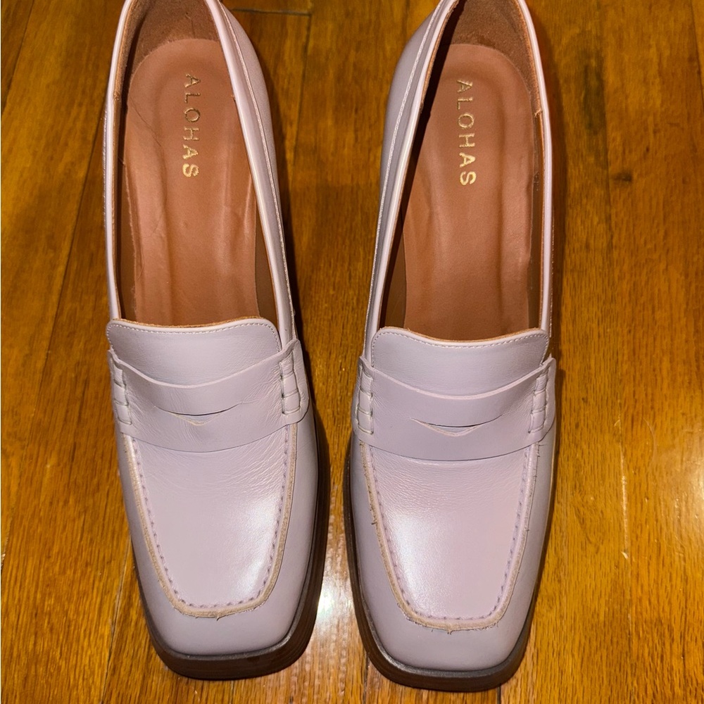 BRAND NEW - ALOHAS Women's Light Purple block heel Loafers